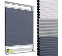 WOLTU Store plissé nid d'abeille,sans perçage avec Porte-Pince,Store plissé antisolaire,60x130cm,Blanc+Bleu