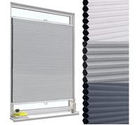 WOLTU Store Plissé Nid d'abeille sans Perçage, Store Occultants Thermique Antisolaire Insonorisant avec Feuille d'aluminium pour Fenêtre & Porte, Bicolore 60x130cm,Gris