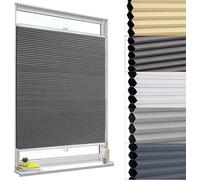 WOLTU Store plissé nid d'abeille,75x120cm sans perçage,Antisolaire avec Feuille d'aluminium intégrée,Blanc+Gris foncé