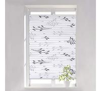 WOLTU Store plissé Fixation sans perçage,Store de fenêtre avec Motif de Feuilles,60x130cm,Gris