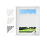 WOLTU Store Plissé Opaque sans Perçage, 75x200 cm, Blanc (Plis) | Montage avec Clips, Protection Solaire, Protection de l'Intimité, Facile à Installer, Pour Fenêtres ou Porte-Fenêtre