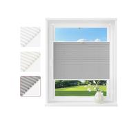 WOLTU Store Plissé Opaque sans Perçage, 75x220 cm, Gris (Plis) | Montage avec Clips, Protection Solaire, Protection de l'Intimité, Facile à Installer, Pour Fenêtres ou Porte-Fenêtre