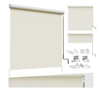 WOLTU Store Vertical de Balcon Store Enrouleur Occultant Auvent Vertical Paresoleil avec Manivelle et Cassette d'Auvent Pare-Soleil Pare-Vue Protection du Vent pour Balcon, Terrasse, 140x140 cm, Beige