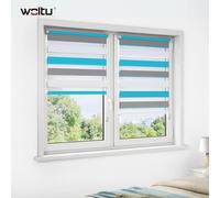 WOLTU Stores enrouleurs pour fenêtres, stores zébrés, grande housse anti-poussière, stores translucides jour et nuit pour salon, chambre et maison white gray turquoise
