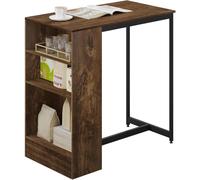 WOLTU Table Bar 90 x 50 x 90 cm, Table Haute Cuisine et 3 Compartiments de Rangement, Mange Debout en Métal & Bois, Rustique+Noir