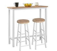 WOLTU Table Bar avec 2 Tabourets Ronds Hauts, Ensemble Table et Tabourets Industriels, pour Bar, Salle à Manger, Îlot de Cuisine, avec Structure en Métal, Chêne Clair