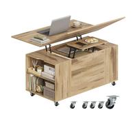 WOLTU Table Basse avec Plateau Relevable, Table de Salon sur roulettes | Facile à déplacer et à nettoyer,Avec tiroirs et rangements ouverts,3 modes,Capacité de charge maximale de 40 kg,Chêne Clair