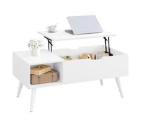 WOLTU Table Basse Relevable,avec Espace de Rangement Intérieur | Mécanisme de levage à gaz silencieux,ASSEMBLAGE FACILE,Convient au salon,Capacité de charge maximale de 50 kg,Blanc