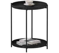 WOLTU Table Basse Ronde, Table d'Appoint, avec 2 Plateaux Amovibles | Métal,ASSEMBLAGE FACILE,Convient au salon,Capacité de charge maximale de 20 kg,Noir,φ44x53 cm
