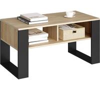 WOLTU Table Basse avec Espace de Rangement, Table d'Appoint avec 2 Compartiments Ouverts, Style Industriel Vintage, pour Salon, Chambre, en Bois d'Ingénierie, Marron, 90x45x45cm, BTS16hov