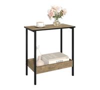 WOLTU Table Basse - Table d'Appoint Industrielle - Métal et Bois - 50x25x55cm - Chêne Clair