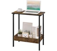 WOLTU Table Basse,Table d'Appoint, Petite Table Industrielle, Métal et Bois Artificiel, 50x55x25cm, Chêne Foncé W0ATT0036