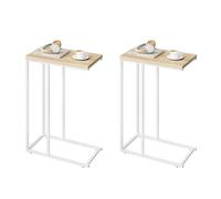 WOLTU Table Bout de canapé de Salon Lot de 2 Table d'appoint en métal et MDF, 45x25x63,5cm, Chêne Clair, TSG17hei-2