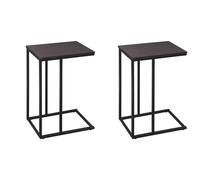 WOLTU Table Bout de canapé de Salon Lot de 2 Table d'appoint en métal et MDF, 45x25x63,5cm, Hêtre Foncé TSG17dc-2