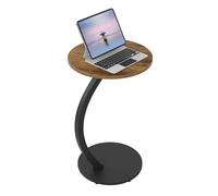 WOLTU Table d'Appoint en Forme C, Table Basse Ronde | Métal et Bois Artificiel,ASSEMBLAGE FACILE,Convient au salon,Capacité de charge maximale de 10 kg,Effet Bois Vintage,φ40x65cm