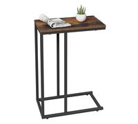 WOLTU Table d'Appoint en Forme de C, Bout de Canapé, Cadre en Métal, Plateau en Bois d'Ingénierie, pour Salon, Chambre, 45x25x63,5cm,Marron Rustique + Noir