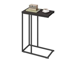 WOLTU Table d'Appoint en Forme de C, Bout de Canapé, Cadre en Métal, Plateau en Bois d'Ingénierie, pour Salon, Chambre, 45x25x63,5cm,Chêne Foncé + Noir