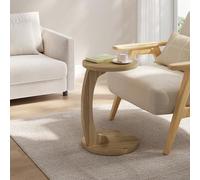 WOLTU Table d'Appoint en Forme de C, Table Basse Ronde, Bout de Canapé, en MDF, 38x55 cm, Chêne Clair, BTS20hei