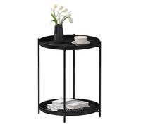 WOLTU Table Basse Ronde, Table d'Appoint, avec 2 Plateaux Amovibles | Métal,ASSEMBLAGE FACILE,Convient au salon,Capacité de charge maximale de 20 kg,Noir,φ44x53 cm