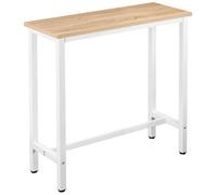 WOLTU Table de Bar Haute, Table à Manger avec Structure en Métal | Étroite Robuste, 100x40x100cm, Chêne Clair