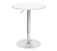 WOLTU Table de Bar Ronde, Table Haute avec Plateau Pivotant à 360° et Base en Acier, Hauteur Réglable de 70 à 91 cm, Blanc