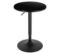 WOLTU Table de Bar Ronde, Table Haute avec Plateau Pivotant à 360° et Base en Acier, Hauteur Réglable de 70 à 91 cm, Noir