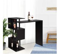 WOLTU Table de Bar Rotatif avec 3 tablettes,Table de bistrot en métal et MDF 134x38x112cm,Noir