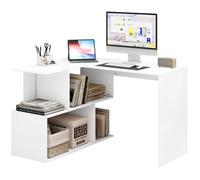 WOLTU Bureau d'angle avec Rangement, 120x100cm, Table d'Ordinateur en L avec Étagères Ouvertes, Blanc