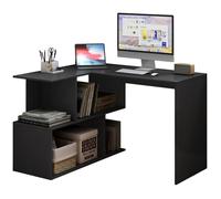 WOLTU Bureau d'angle avec Rangement, 120x100cm, Table d'Ordinateur en L avec Étagères Ouvertes, Noir