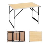 WOLTU Table de Camping Pliante Tables de Jardin Tables de Travail Table de Balcon réglable en Hauteur en Aluminium Acier MDF,Chêne Clair