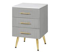 WOLTU Table de Chevet en Velours, Table de Nuit, Commode de Rangement en MDF, Montage Facile 40,5x41x60cm, Gris