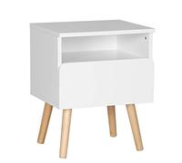 WOLTU Table de Chevet avec Tiroir et Compartiment Ouvert, Blanc