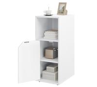 WOLTU Table de Chevet Étroite, 1 Compartiment et 1 Placard, Blanc | Table de Nuit, Étagère Réglable, 25x35x62cm, pour Chambre, Salon, Moderne