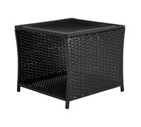WOLTU Table de Jardin en Rotin PE, 45x45x40cm, Plateau en Verre Trempé