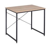 WOLTU Table de travail en acier et en bois,Bureau d’ordinateur avec étagère, 80x60x70cm,7.34kg,Noir+chêne clair