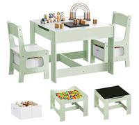 WOLTU Table et 2 Chaises pour Enfants, 62x48x61,5cm, 2 Face (Noir&Blanc)- 2 Boîtes de Rangement- Dessin, Manger, Etudier
