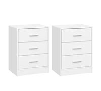 WOLTU Tables de Chevet Lot de 2, à 3 Tiroirs, Blanc