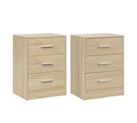 WOLTU Tables de Chevet Lot de 2, à 3 Tiroirs, Chêne Clair | Tables de Nuit, en Bois d'Ingénierie, pour Chambre, Salon, 39x28x54cm