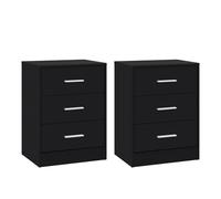 WOLTU Tables de Chevet Lot de 2, à 3 Tiroirs, Noir | Tables de Nuit, en Bois d'Ingénierie, pour Chambre, Salon, 39x28x54cm