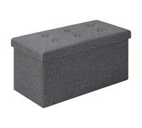 WOLTU Tabouret Banc de Rangement en Lin, Pouf Pliable | 76x37,5x38cm, Gris