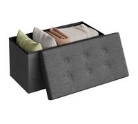 WOLTU Tabouret Banc de Rangement en Lin, Pouf Pliable | 76x37,5x38cm, Gris Foncé