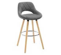 WOLTU Tabouret Bar, avec Dossier, Cadre en Bois, Lin, Gris Foncé | Chaise Haute Bar, Repose-pieds, Siège Haut Rembourré 69cm, Tabouret pour Îlot de Cuisine, Bistro
