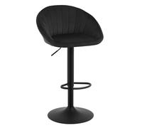 WOLTU Tabouret Bar, Chaise de Bar Pivotante Réglable en Hauteur, Tabouret Cuisine avec Dossier et Repose-Pieds, Siège Rembourré, en Velours, Noir, BH428sz-1