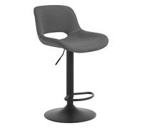 WOLTU Tabouret Bar, Chaise de Bar, Revêtement en Lin, Chaise Haute Cuisine, Réglable en Hauteur, Siège Rembourré, Pivotant à 360°, avec Dossier, Cadre en Métal, Gris, BH438gr-1