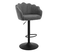 WOLTU Tabouret Bar, Chaise Haute Bar, Réglable en Hauteur, Dossier en Forme de Pétale, Assise Pivotante en Velours Teddy, avec Repose-Pieds et Cadre en Métal, Gris foncé