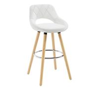 WOLTU Tabouret Bar, Chaise Haute Bar, Tabouret Haut avec Dossier et Repose-Pieds, Cadre en Bois, Siège en Similicuir, Blanc, BH111ws-1