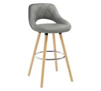 WOLTU Tabouret Bar, Chaise Haute Bar, Tabouret Haut avec Dossier et Repose-Pieds, Cadre en Bois, Siège en Similicuir, Gris, BH111gr-1