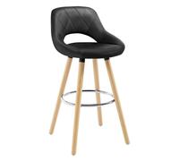 WOLTU Tabouret Bar, Chaise Haute Bar, Tabouret Haut avec Dossier et Repose-Pieds, Cadre en Bois, Siège en Similicuir, Noir, BH111sz-1