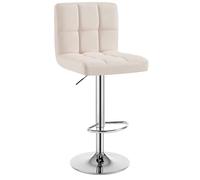 WOLTU Tabouret Bar, Hauteur Réglable, en Lin, Crème | Chaise de bar, Siège pivotant à 360°, avec Dossier et Repose-Pieds, pour Cuisine, Salle à Manger