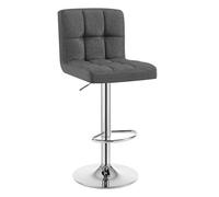 WOLTU Tabouret Bar, Hauteur Réglable, en Lin, Gris Foncé | Chaise de bar, Siège pivotant à 360°, avec Dossier et Repose-Pieds, pour Cuisine, Salle à Manger